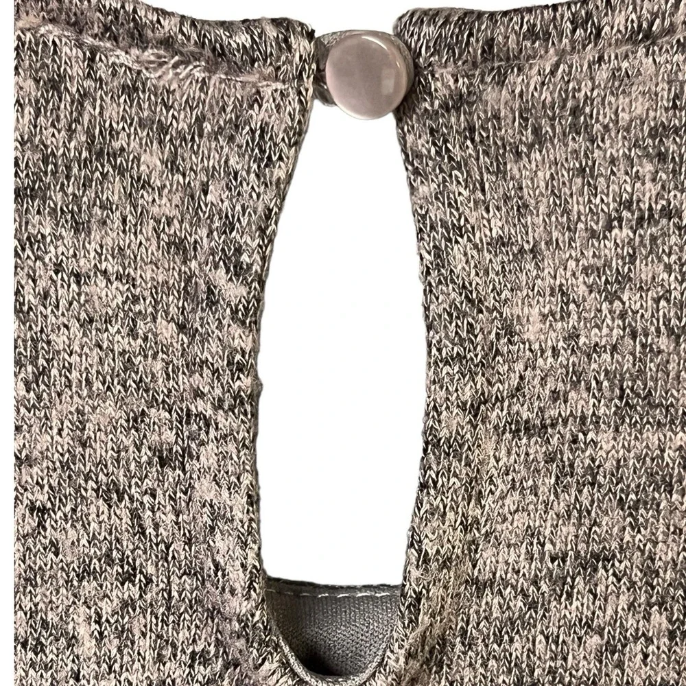 Monteau Girl Dress Heather Grey Embellished Neckline Tie Waist Pearls Rhinestone